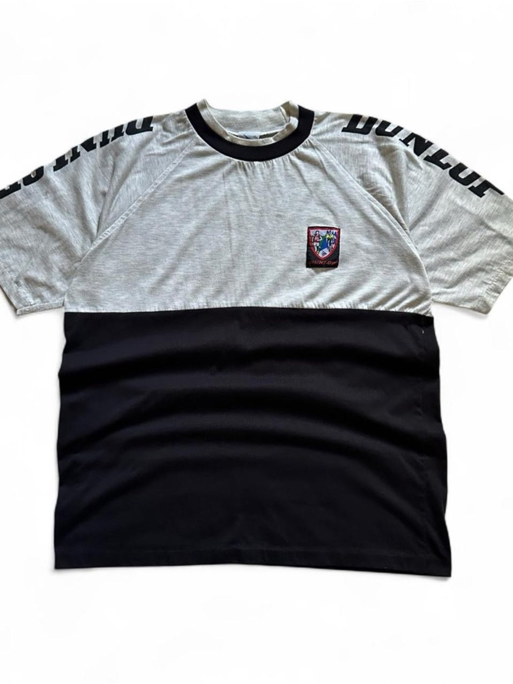 Vintage 1990s Dunlop Two-Tone Black & Gray Men’s Crewneck Shirt XL